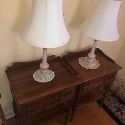 Pair of end tables and matching lamps