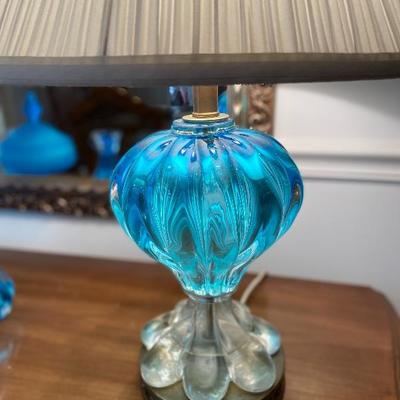 Pair of large vintage glass lamps. Even more stunning in person.
