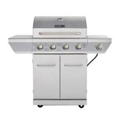4-Burner Propane Gas Grill in Stainless Steel with Side Burner and Stainless Steel Doors
