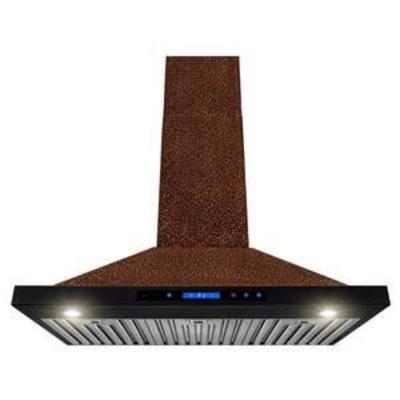 AKDY 36 in. 350 CFM Convertible Wall Mount Embossed Copper Design Kitchen Range Hood with Lights NOT INSPECTED OUTSIDE OF BOX