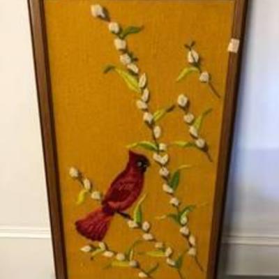 Hand Made Cardinal Knitted Wall Piece