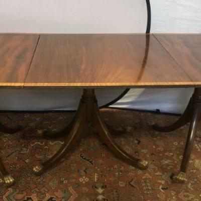 Triple Pedestal Dining Table With 2 Leaves