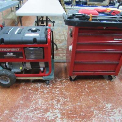Tool chest with tools and Troybilt generator, never used