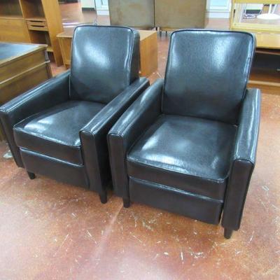 pair of leather recliners