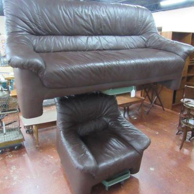 Matching leather couch and chair