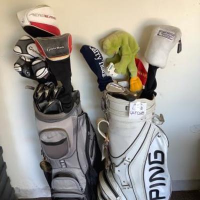 2 Sets of Men's Left-handed Golf Clubs and Bags