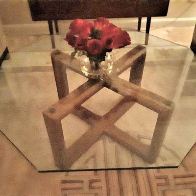 Contemporary glass top octagonal coffee table