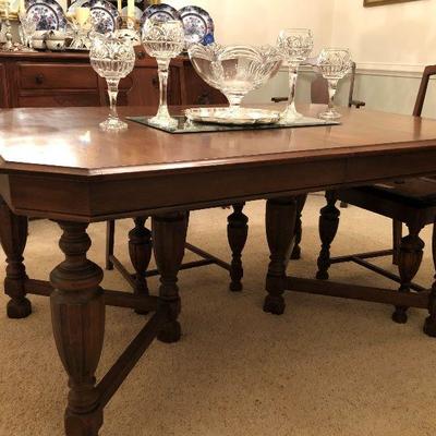 Renaissance Dining room table with leaf, 6 matching chairs, buffet, china cabinet and sideboard.  Excellent condition - C 1920