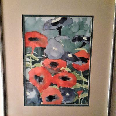 One of a pair of Poppy Watercolors