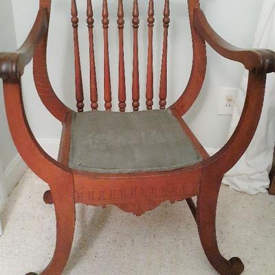Antique Throne Chair with velvet seat