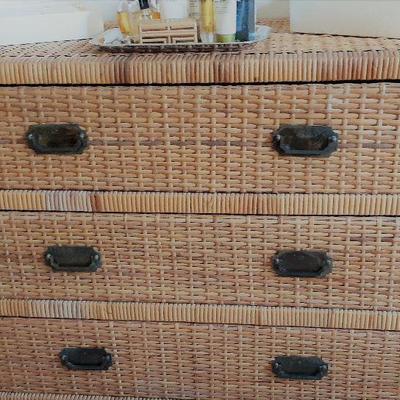 Wicker chest of drawers matching bed, nightstands and chest of drawers