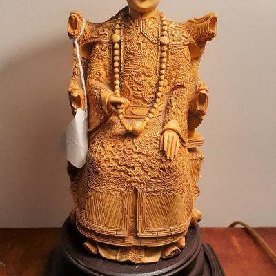 Oriental Figurine on Wooden Base 