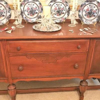 Renaissance Buffet matching dining table with leaf, 6 chairs, sideboard and china cabinet
