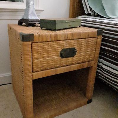 Wicker nightstand - one of a pair matching dresser, chest of drawers and bed