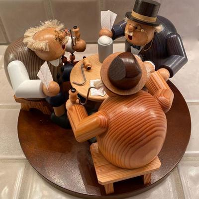 Erzgebirgische Volkskunst KWO German Christmas Smoker â€œPlaying Cardsâ€ Collectible!