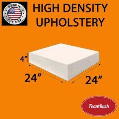 FoamRush 4 H x 24 W x 24 L Upholstery Foam Cushion High Density (Chair Cushion Square Foam for Dinning Chairs, Wheelchair Seat Cushion...