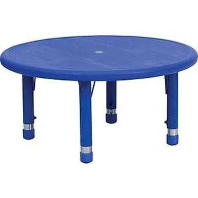Flash Furniture 33'' Round Blue Plastic Height Adjustable Activity Table