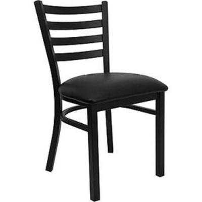 Flash Furniture 2Pk. HERCULES Series Black Ladder Back Metal Restaurant Chair - Black Vinyl seat Missing
