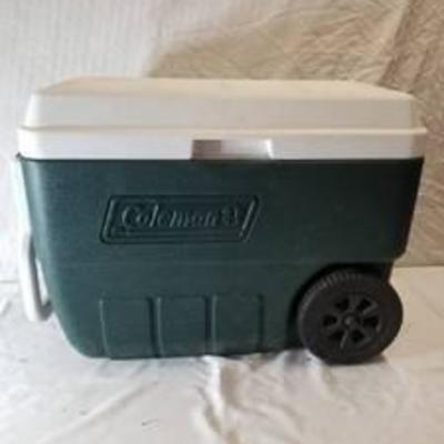 Coleman Green Cooler With Wheels And Handle