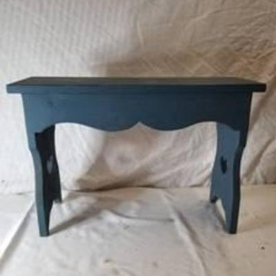 Blue Small Wooden Bench With Hearts