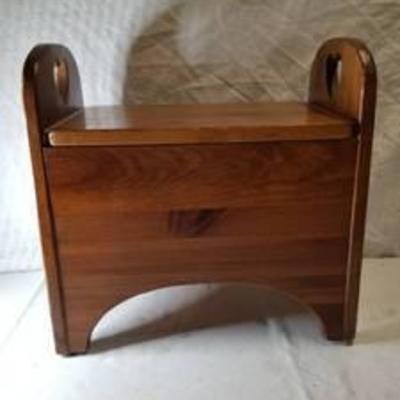 Wooden Stool With Hearts And Inside Storage