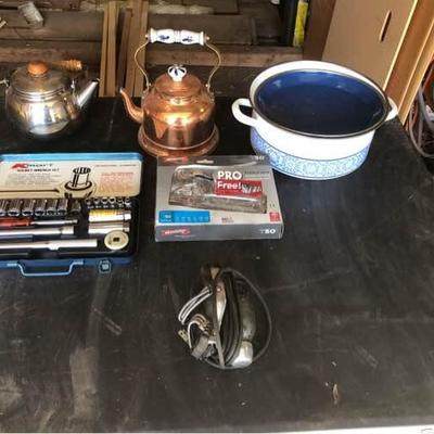 Mystery Lot of Tools, Teapots, and Vintage Massager