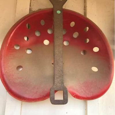 Vintage Red Color Metal Tractor Seat