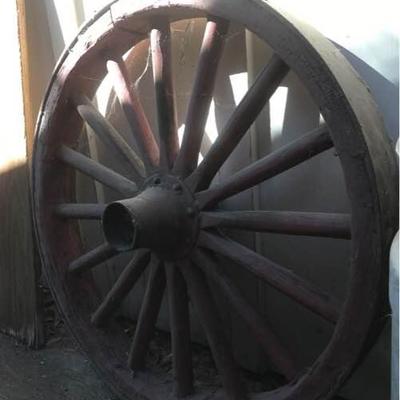 Wooden Red Wagon Wheel