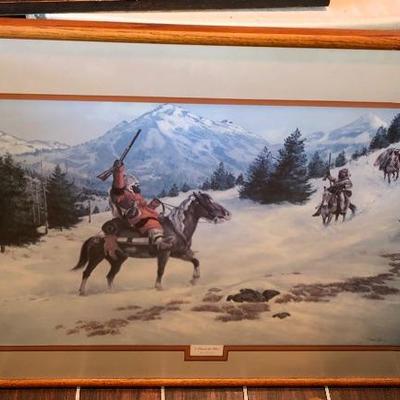 Horseback
Horse
Snow 
Mountains
Artist
Art
Signed 
Numbered