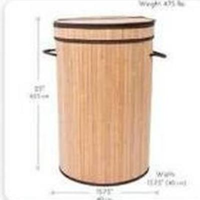 Birdrock Home Round Laundry Hamper With Lid And Cloth Liner - Bamboo - Natura...