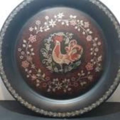 Large Metal Rooster Tray