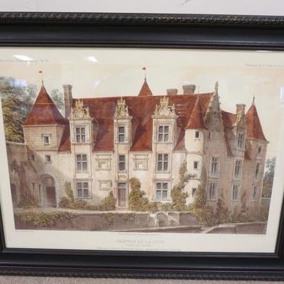 1031	JOHN-RICHARD LARGE FRAMED PRINT *CHATEAU DE LA COTE*. OVERALL DIMENSIONS 48 2/4 IN X 37 1/2 IN
