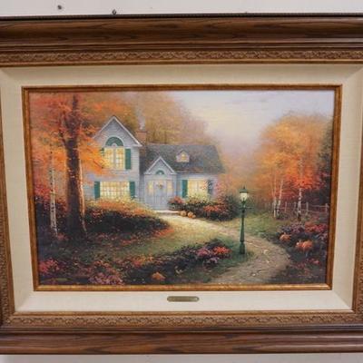 1062	THOMAS KINKADE STUDIO PROOF ON CANVAS. *BLESSING OF THE SEASONS I BLESSINGS OF AUTUMN* 57 OF 95.  1993 IMAGE SIZE 18 IN X 27 IN...