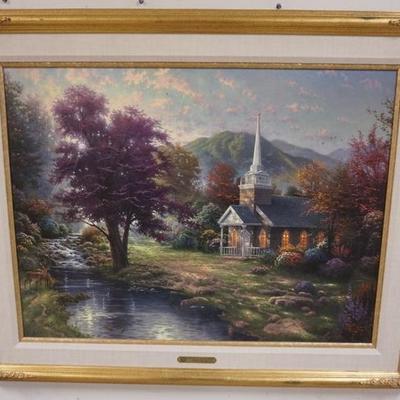 1073	THOMAS KINKADE STUDIO PROOF ON CANVAS *STREAMS OF LIVING WATER* 6 OF 120. 2000 IMAGE SIZE IS 25 1/2 IN X 34 IN. STUDIO PROOF ON VERSO
