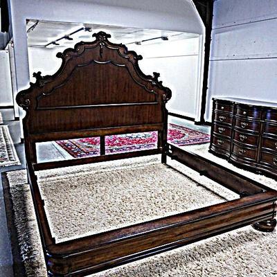1048	BERNHARDT KING SIZE BED WITH HIGH CARVED HEADBOARD
