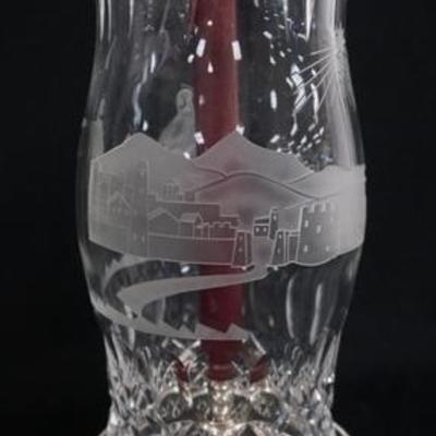 1083	WATERFORD JOURNEY TO BETHLEHEM LIMITED EDITION  HURRICANE LAMP, SIGNED P. FOSKIN & JIM O LEARY 2002, 62 OF 200, 13 IN H
