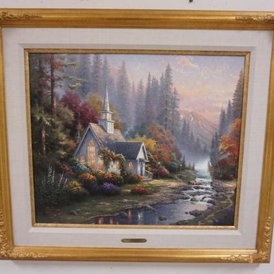 1063	THOMAS KINKADE STUDIO R/E ON CANVAS-CHARTER. *FOREST CHAPEL, CHAPELS OF NATURE II* 181 OF 240. 1999. IMAGE SIZE  20 IN X 24 IN....