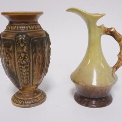 1089	TWO PIECES OF ROSEVILLE ART POTTERY EWER & VASE TALLEST IS 6 1/2 IN 
