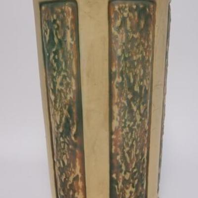 1085	ROSEVILLE ART POTTERY UMBRELLA STAND,  18 1/2 IN H 
