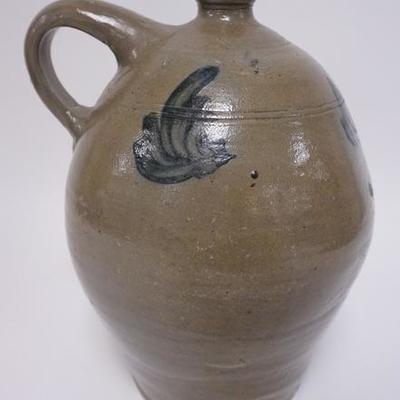 1009	BLUE DECORATED STONEWARE OVOID JUG. 14 1/4 IN H
