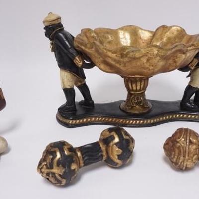 1035	GROUP OF DECORATIVE ACCESSORIES. CENTER BOWL HELD BY MONKEYS, ETC

