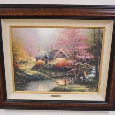 1072	THOMAS KINKADE STUDIO PROOF ON CANVAS *STEPPING STONE COTTAGE* 88 OF 95. 1996. IMAGE SIZE IS 18 IN X 24 IN. CERTIFICATE OF...