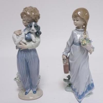 1094	TWO LLADROO FIGURES, BEST BUDDY 1989 & SCHOOL DAYS 1988, 8 1/4 IN H 

