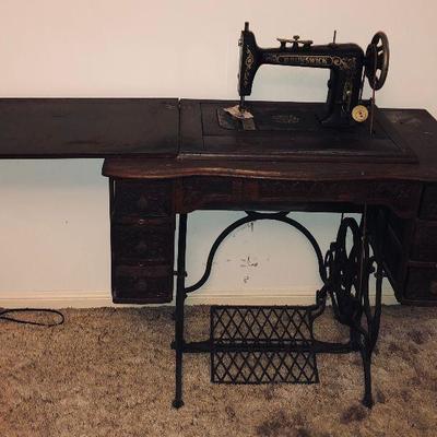 Antique Brunswick treadle sewing machine.