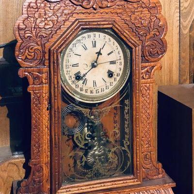 Antique alarm clock. Works and chimes.