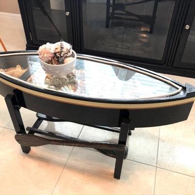 Boat-shaped Coffee Table w/Shells - $225
