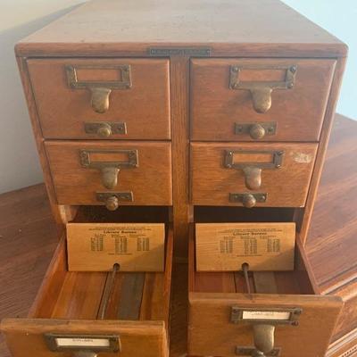 Antique Tiger Oak Library index card file 