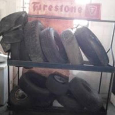 Firestone Metal Tire Cart wContents