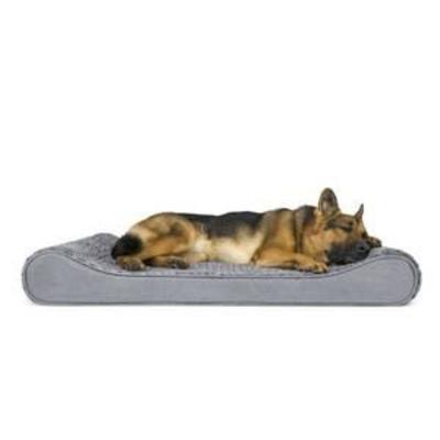 FurHaven Pet Dog Bed Orthopedic Ultra Plush Luxe Lounger Pet Bed for Dogs & Cats, Gray, Jumbo