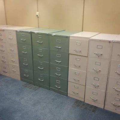 Bank of Metal Filing Cabinets